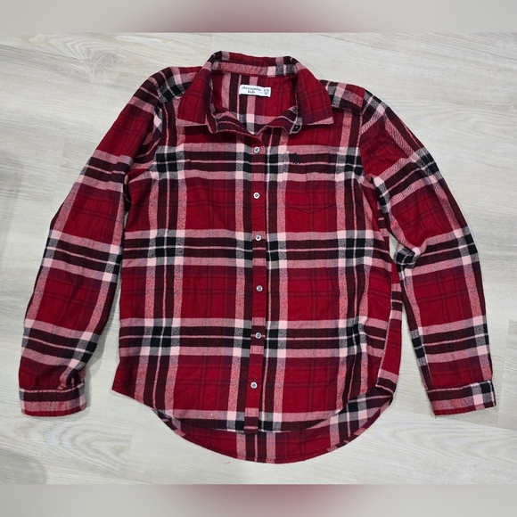 abercrombie kids Other - Abercrombie Kids Red and Black Plaid Button Up Shirt Girls Size 15/16
